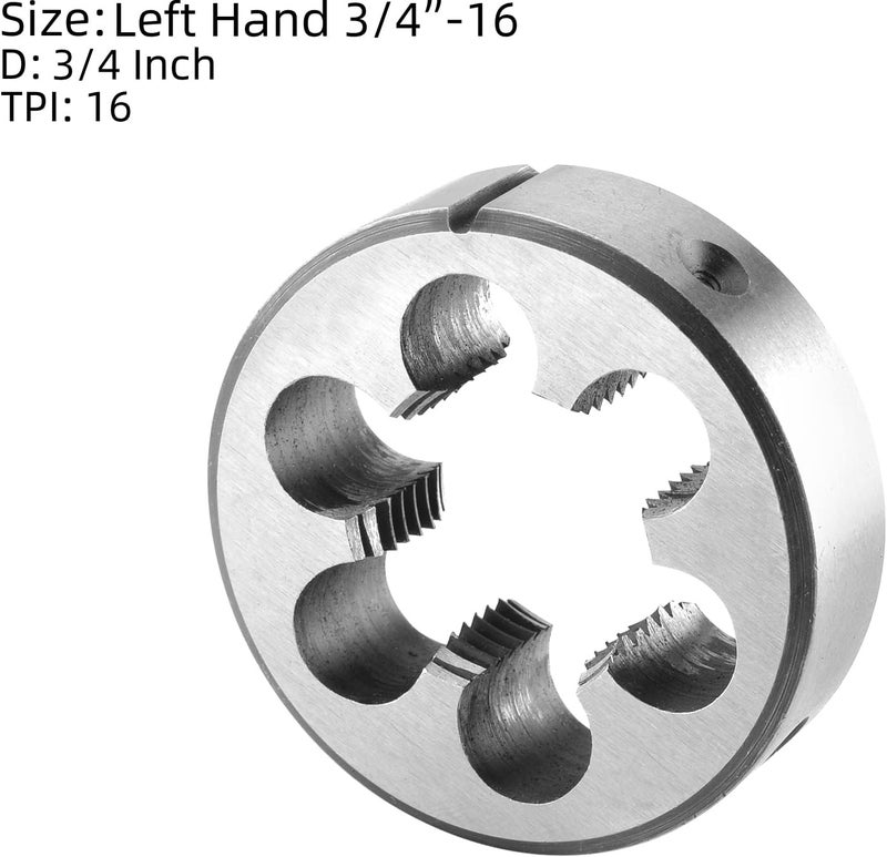 Burkit 3/4"-16 UNF Tap and Die Set Left Hand, 3/4 x 16 UNF Machine Thread Tap and Round Die - Image 3